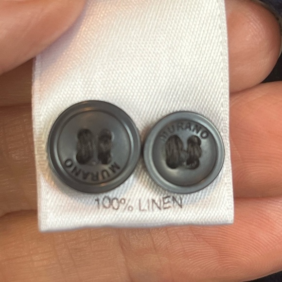 BAIRD MCNUTT Linen Murano Slim Fit Blue Stripe Button Up Shirt XL - Picture 5 of 13